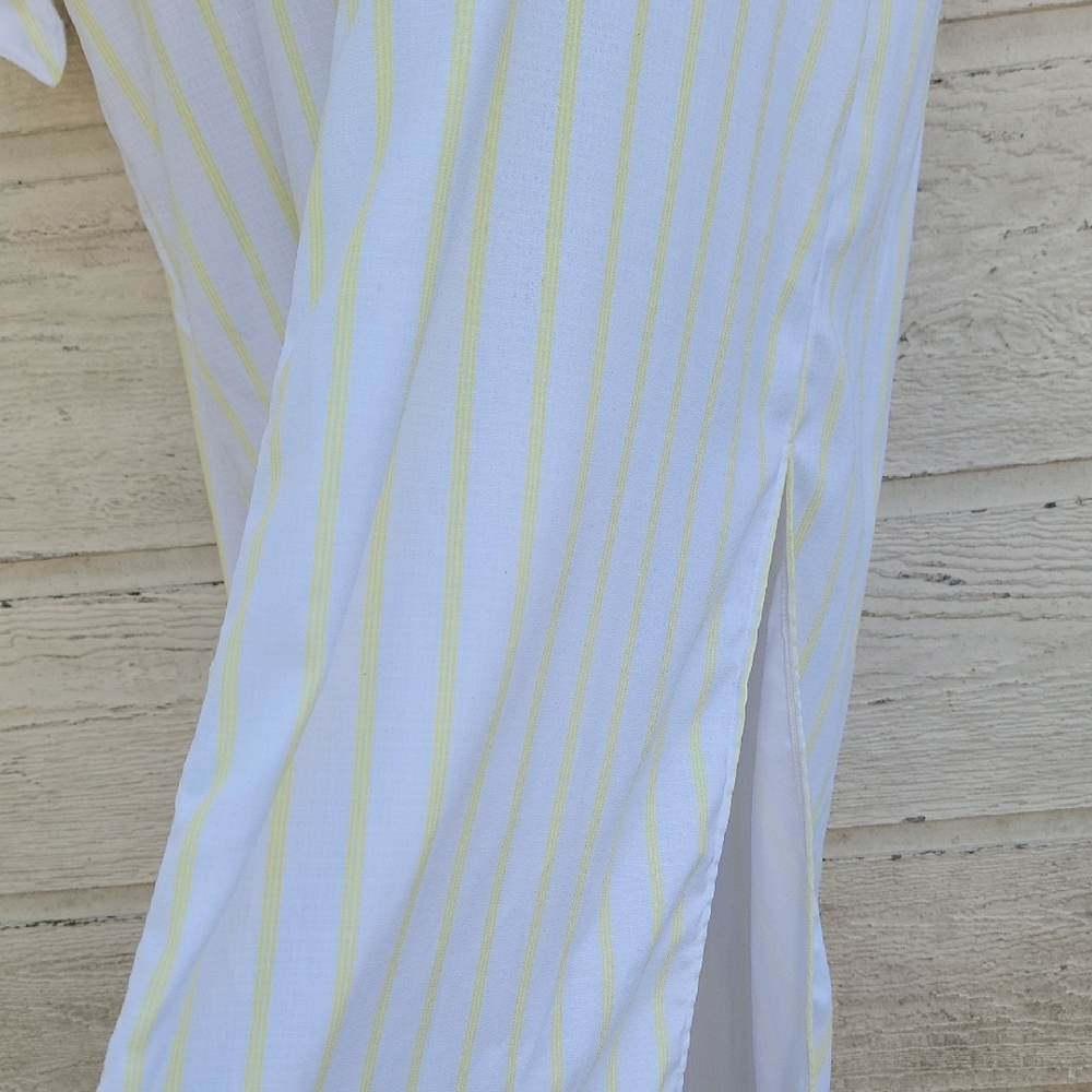 Peixoto White and Yellow Striped Button-Front Dress Size One Size - Picture 7 of 12